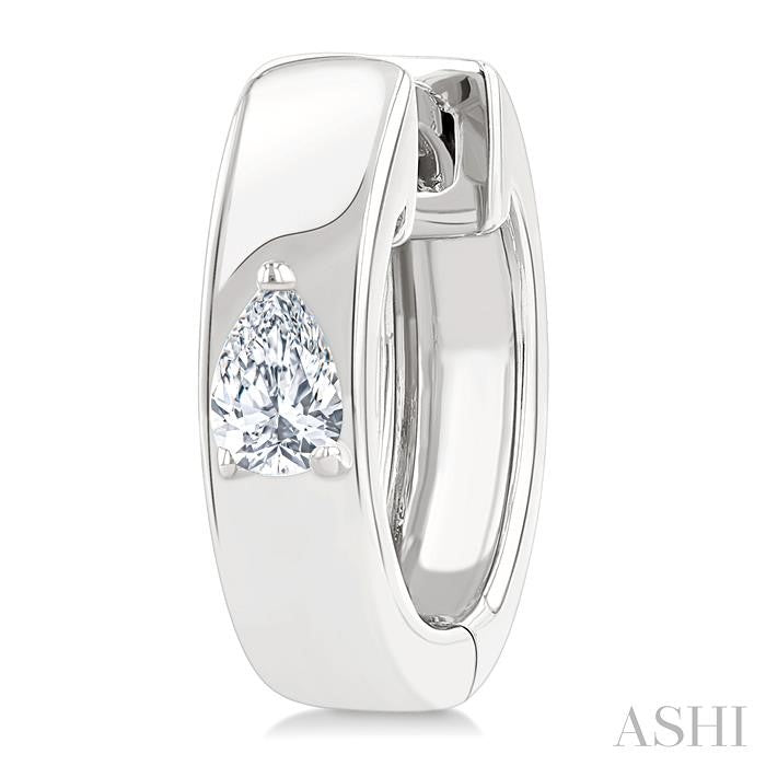 Pear Shape Petite Prong Diamond Huggie Earrings