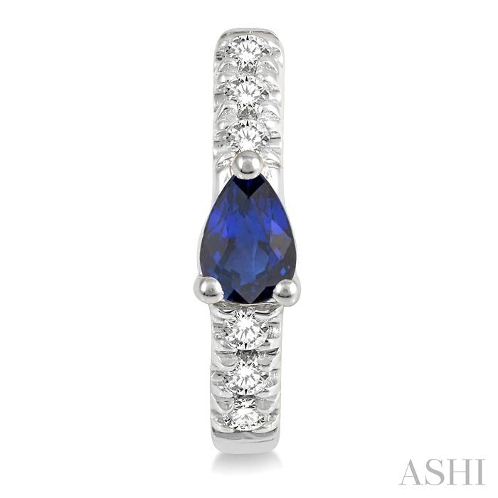 Pear Shape Gemstone & Petite Diamond Huggie Fashion Earrings