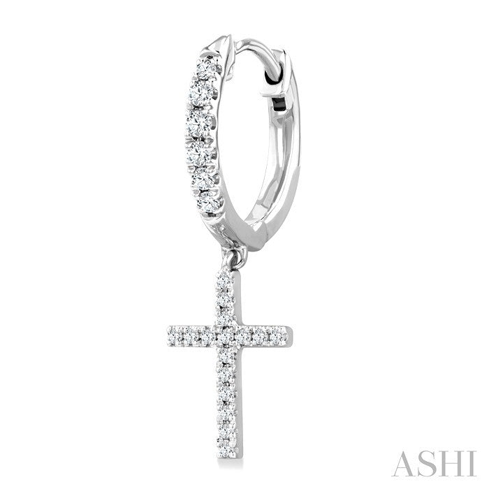 Cross Petite Diamond Huggie Fashion Earrings