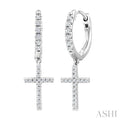 Cross Petite Diamond Huggie Fashion Earrings