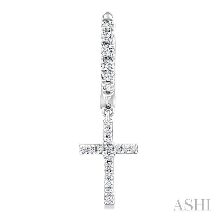 Cross Petite Diamond Huggie Fashion Earrings