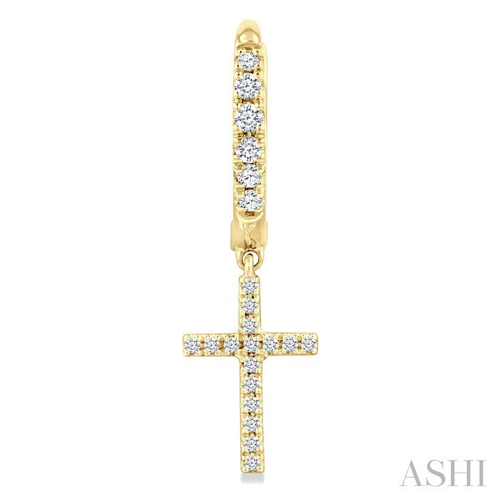 Cross Petite Diamond Huggie Fashion Earrings