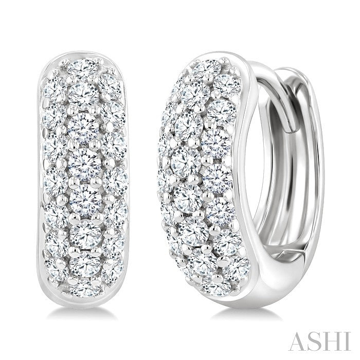 3 Row Diamond Huggie Fashion Earrings