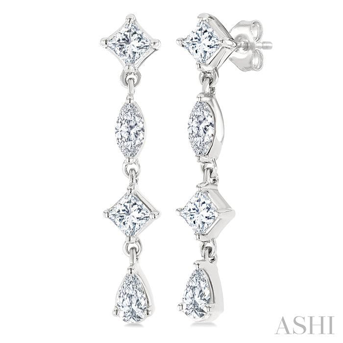 Mixed Shape Diamond Fashion Long Earrings