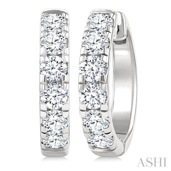 Round Shape Diamond Hoop Earrings