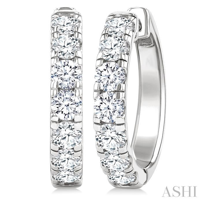 Round Shape Diamond Hoop Earrings