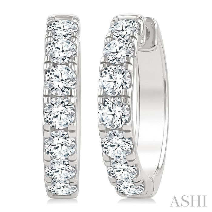 Round Shape Diamond Hoop Earrings