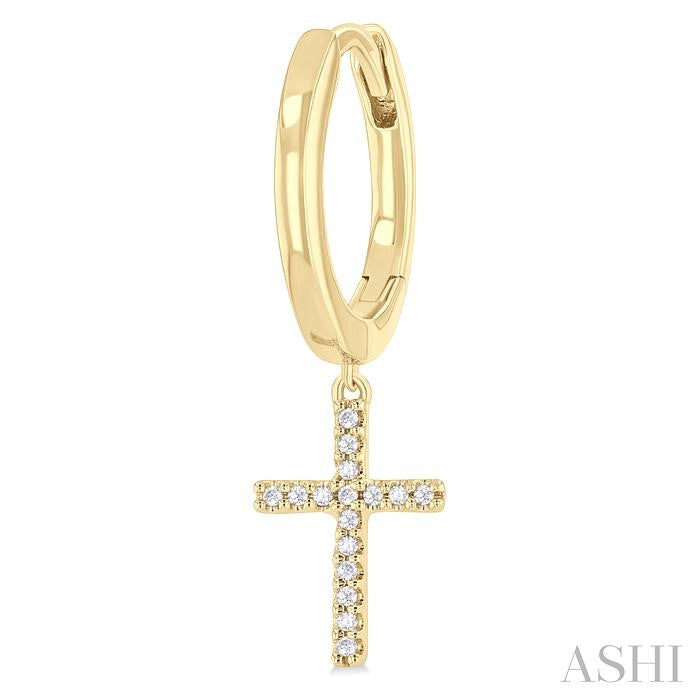 Cross Petite Diamond Fashion Huggie Earrings