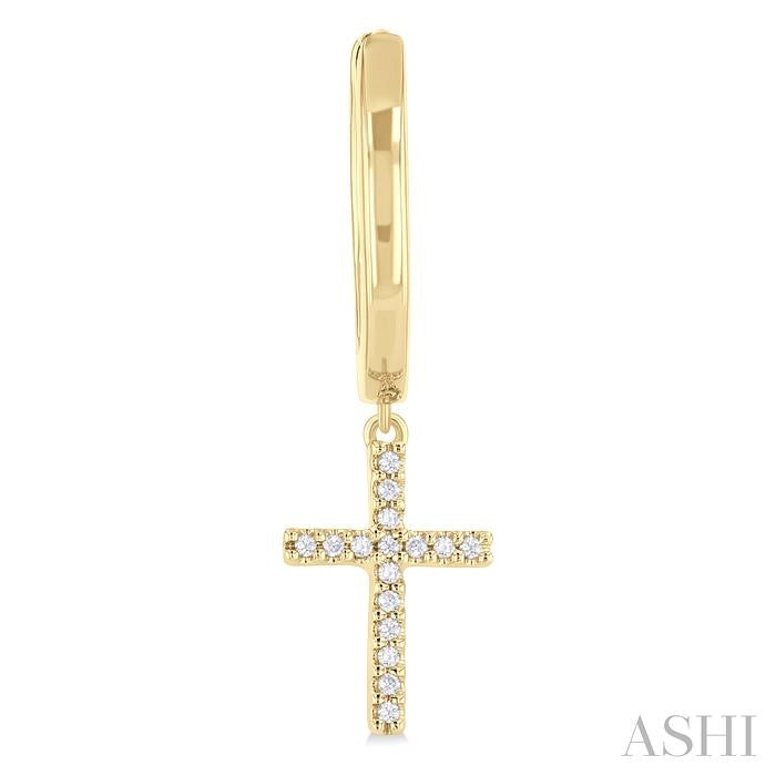 Cross Petite Diamond Fashion Huggie Earrings
