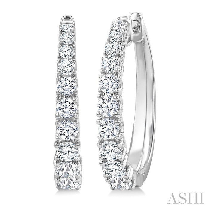 Graduated Diamond Fashion Hoop Earrings
