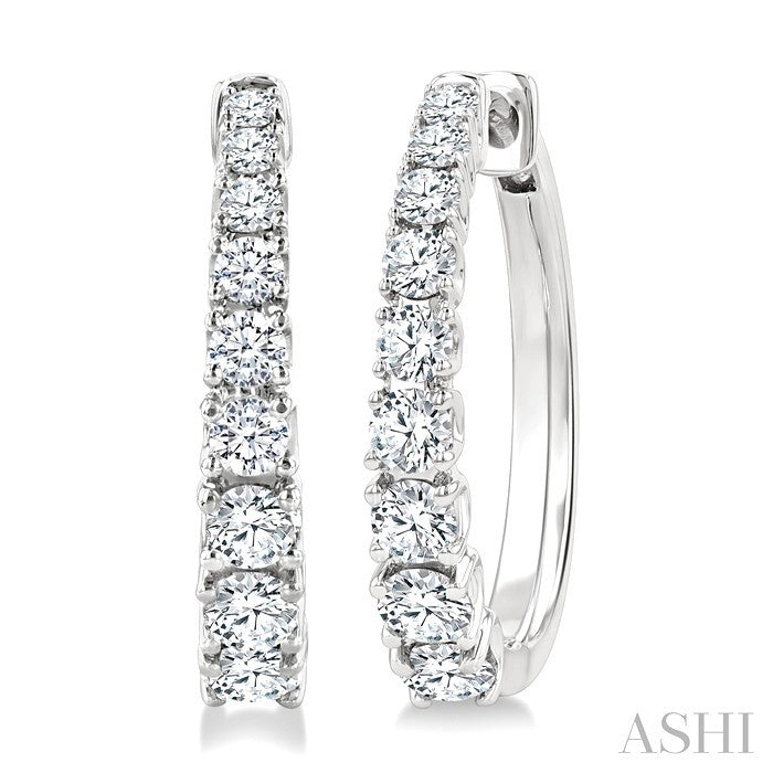 Graduated Diamond Fashion Hoop Earrings