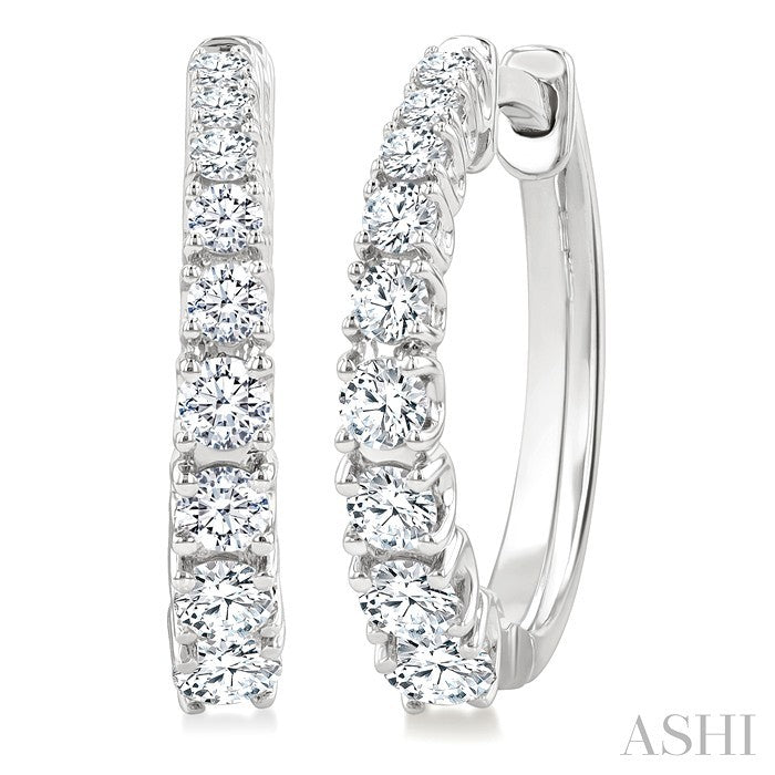 Graduated Diamond Fashion Hoop Earrings