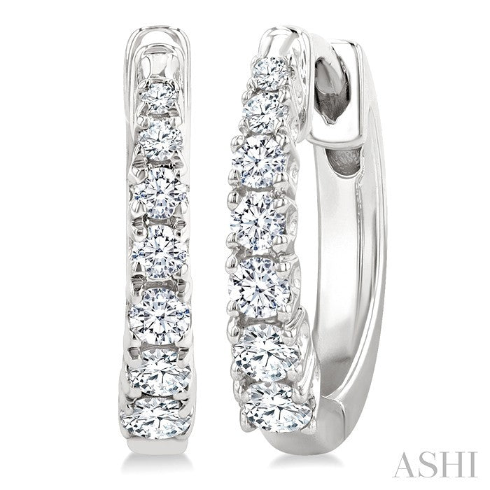 Graduated Petite Diamond Huggie Fashion Earrings