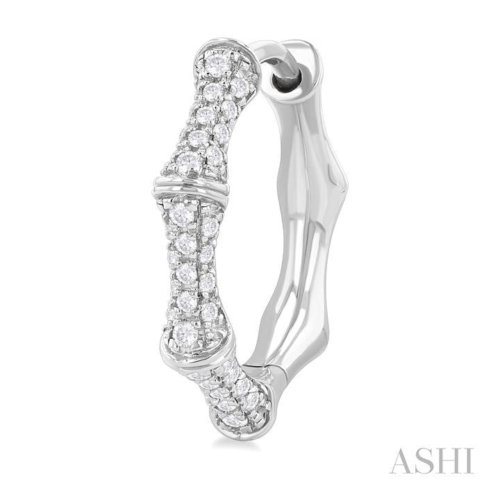 Petite Diamond Bamboo Huggie Fashion Earrings