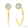 Round Bezel Set Petite Diamond Huggie Earrings