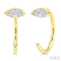 Marquise Shape Petite Diamond Huggie Earrings
