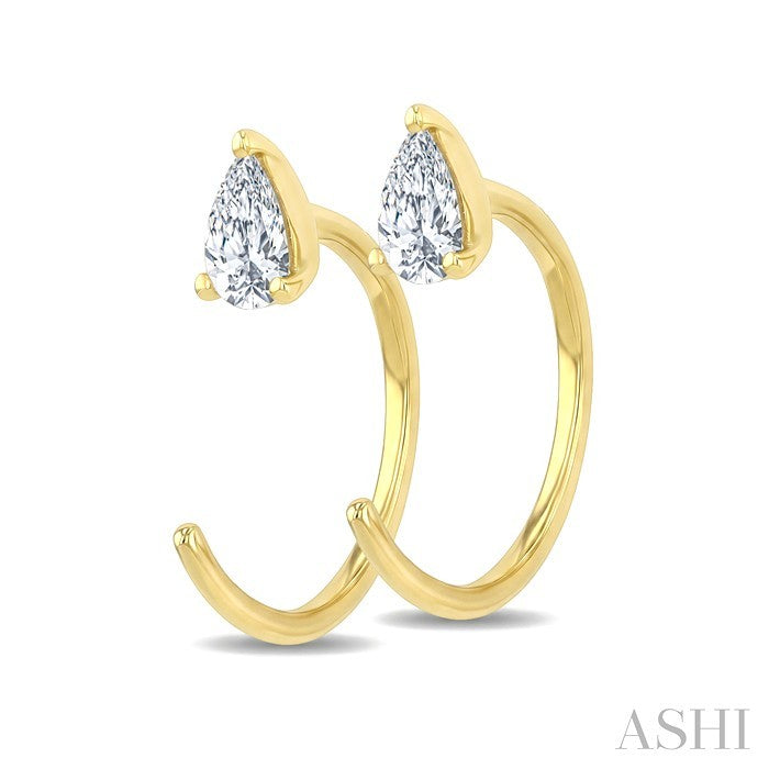Pear Shape Petite Diamond Huggie Earrings