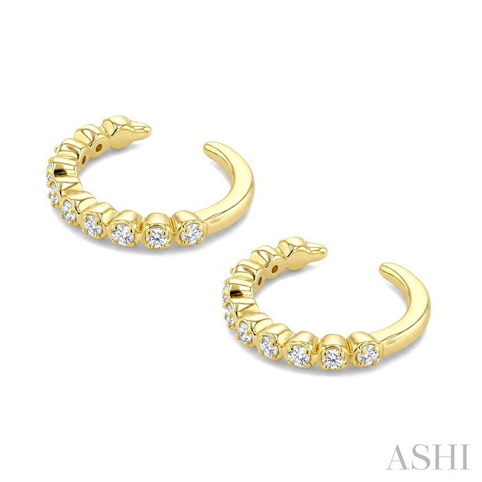 Petite Diamond Fashion Huggie Cuff Earrings