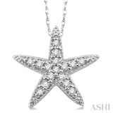 1/6 Ctw Round Cut Diamond Sea Star Pendant in 14K White Gold with Chain