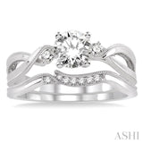 3/8 ctw Diamond Wedding Set with 3/8 ctw Round Cut Engagement Ring and 1/20 ctw Wedding Band in 14K White Gold