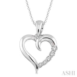 1/50 ctw Single Cut Diamond Heart Shape Diamond Pendant in Sterling Silver with Chain