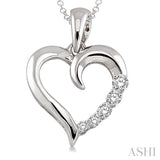 1/50 ctw Single Cut Diamond Heart Shape Diamond Pendant in Sterling Silver with Chain