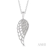 1/20 ctw Round Cut Diamond Angel Wing Pendant in Sterling Silver with Chain