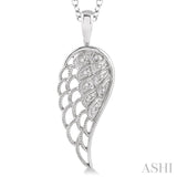 1/20 ctw Round Cut Diamond Angel Wing Pendant in Sterling Silver with Chain