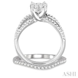 7/8 ctw Diamond Lovebright Wedding Set with 5/8 ctw Engagement Ring and 1/5 ctw Wedding Band in 14K White Gold