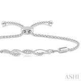 1/20 ctw Infinity Swirl Round Cut Diamond Sterling Silver Lariat Bracelet