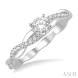 1/10 ctw Round Center Semi-Mount Diamond Engagement Ring in 14K White Gold