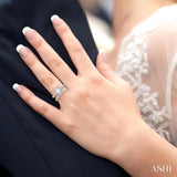 1/2 ctw Diamond Wedding Set With 3/8 ctw Emerald Cut Center Engagement Ring and 1/10 ctw Wedding Band in 14K White Gold