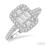 3/4 ctw Baguette & Round Cut Fusion Diamond Ring in 14K White Gold