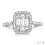 3/4 ctw Baguette & Round Cut Fusion Diamond Ring in 14K White Gold