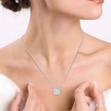 1/2 Ctw Cushion Shape Lovebright Diamond Pendant With Chain in 14K White Gold