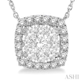 1 Ctw Cushion Shape Lovebright Diamond Necklace in 14K White Gold