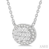 1 ctw Oval Shape Round Cut Diamond Lovebright Necklace in 14K White Gold