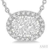 1 ctw Oval Shape Round Cut Diamond Lovebright Necklace in 14K White Gold