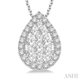 1/2 ctw Pear Shape Lovebright Round Cut Diamond Pendant With Chain in 14K White Gold