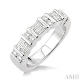 1.00 ctw Baguette and Round Cut Diamond Fashion Band in 14K White Gold