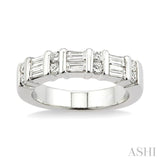 1.00 ctw Baguette and Round Cut Diamond Fashion Band in 14K White Gold