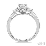 3/4 Ctw Pear and Oval Cut Diamond Ladies Engagement Ring With 1/2 Ct Oval Cut Center Stone in 14K White Gold