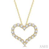 2.00 ctw Heart Shape Round Cut Diamond Pendant With Chain in 14K Yellow Gold