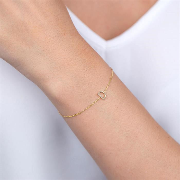 Block 'G' Initial Diamond Chain Bracelet