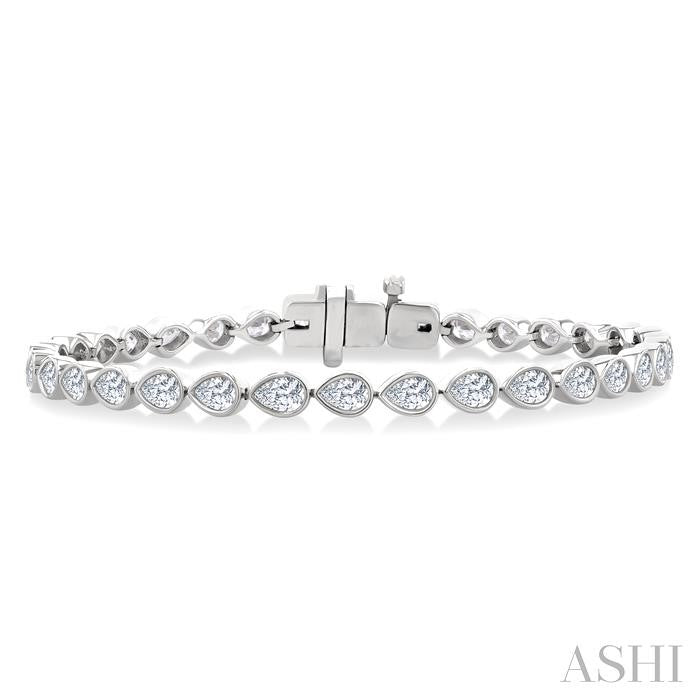 Pear Shape East-West Bezel Set Diamond Tennis Bracelet