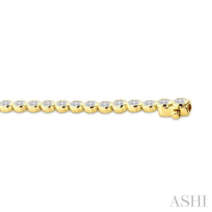 Oval Shape East-West Bezel Set Diamond Tennis Bracelet