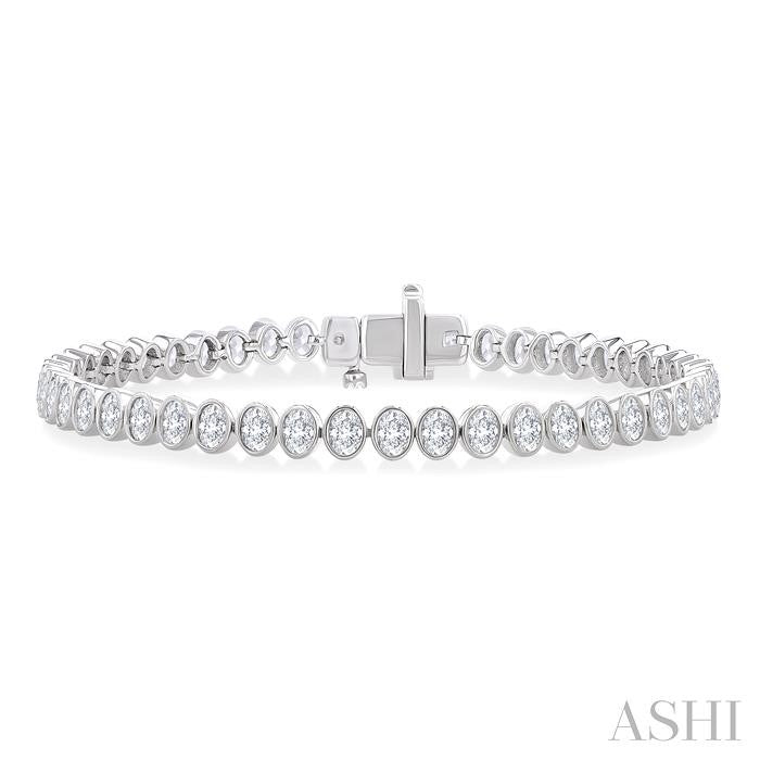 Oval Shape North-South Bezel Set Diamond Tennis Bracelet