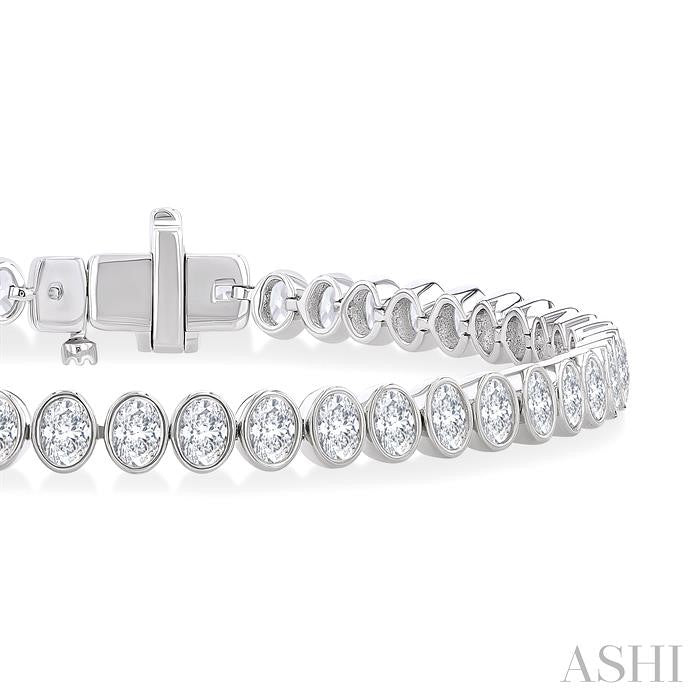 Oval Shape North-South Bezel Set Diamond Tennis Bracelet