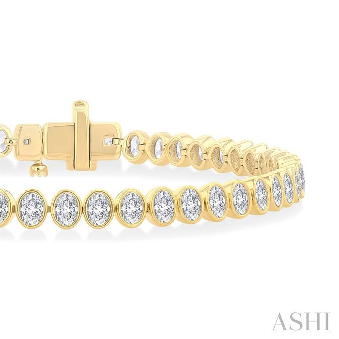 Oval Shape North-South Bezel Set Diamond Tennis Bracelet