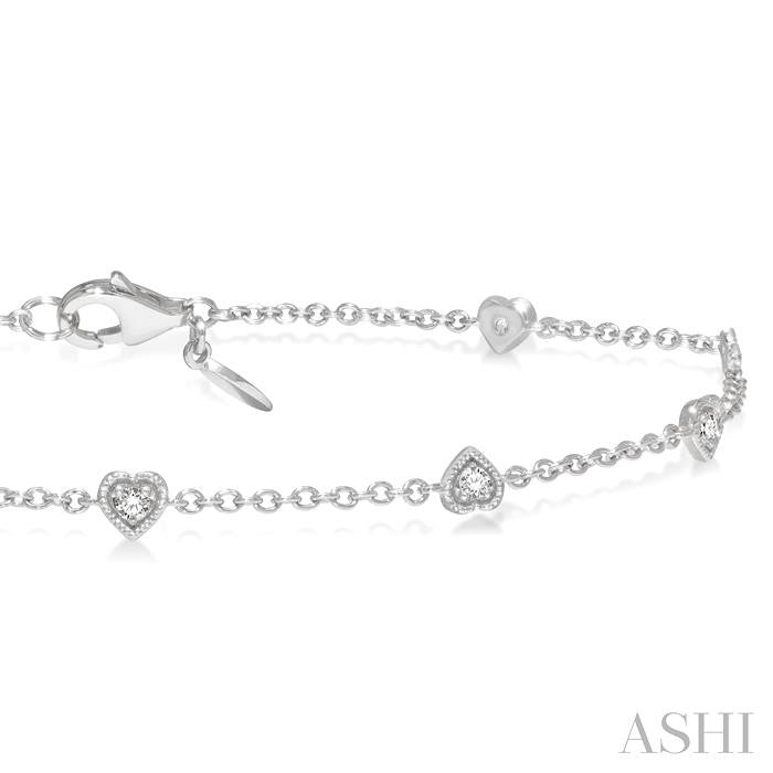Heart Shape Diamond Station Chain Bracelet